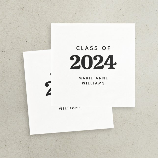 Modern Minimalist Black & White Graduation Napkins (Creator Uploaded)
