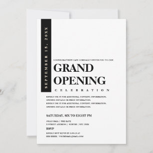 Modern Minimalist Black & White Grand Opening Invitation