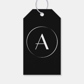 Modern Minimalist Black White Letter Monogram Gift Tags
