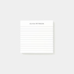 Modern Minimalist Black & White Lined Post-it Notes