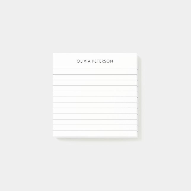 Modern Minimalist Black & White Lined Post-it Notes (Front)