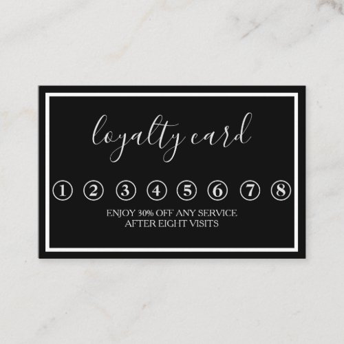 Modern Minimalist Black  White Loyalty Card