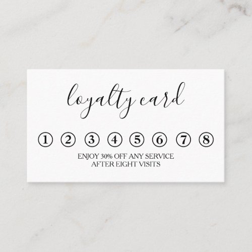 Modern Minimalist Black  White Loyalty Card