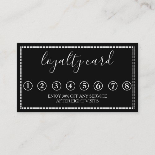 Modern Minimalist Black  White Loyalty Card