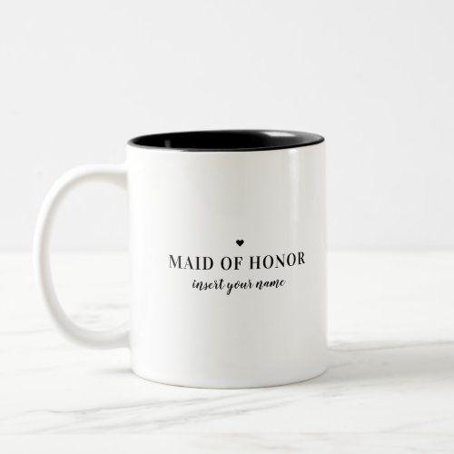 Modern Minimalist Black  White Maid of Honor Two_Tone Coffee Mug