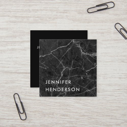 Modern minimalist black white marble professional square business card