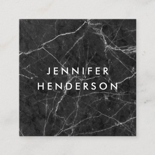 Modern minimalist black white marble professional square business card