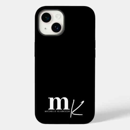 Modern Minimalist Black White Monogram   Case_Mate iPhone 14 Case