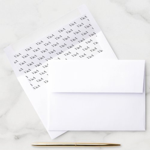 Modern Minimalist Black & White Monogram Initials Envelope Liner