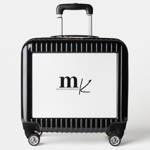 Modern Minimalist Black White Monogram  Luggage