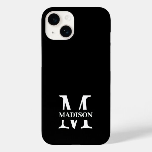 Modern Minimalist Black White Monogram Name Case_Mate iPhone 14 Case