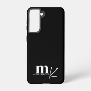 Modern Minimalist Black White Monogram Samsung Galaxy S21 Case
