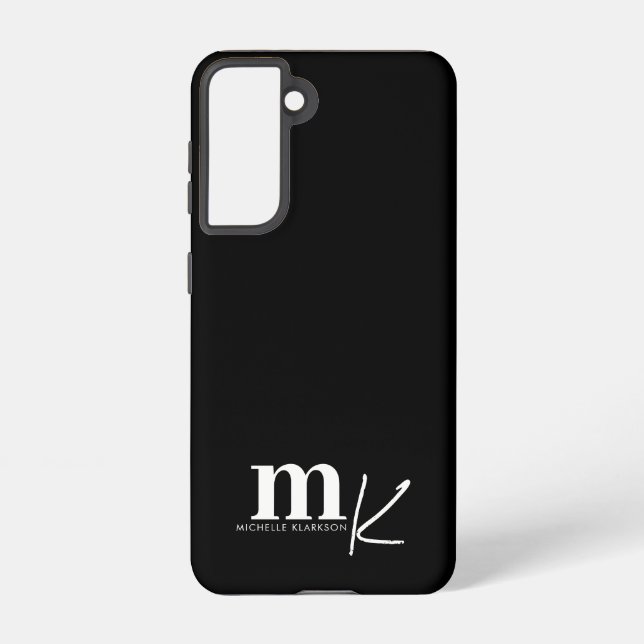 Modern Minimalist Black White Monogram  Samsung Galaxy Case (Back)