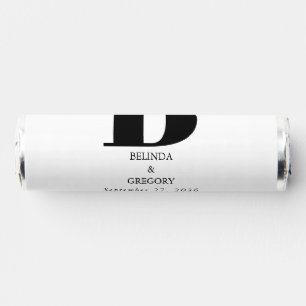 Modern Minimalist Black & White Monogram Wedding Breath Savers® Mints