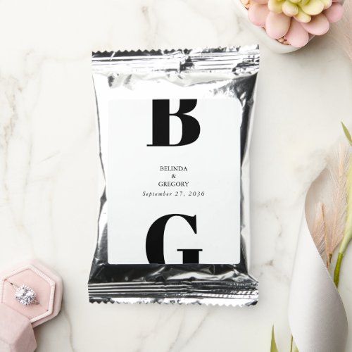 Modern Minimalist Black  White Monogram Wedding Coffee Drink Mix