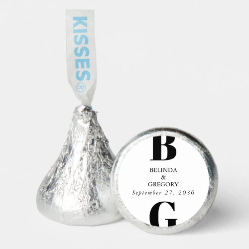 Modern Minimalist Black  White Monogram Wedding   Hersheys Kisses