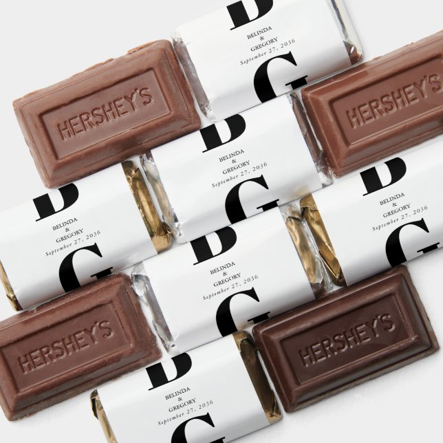Modern Minimalist Black & White Monogram Wedding   Hershey's Miniatures (Assorted)