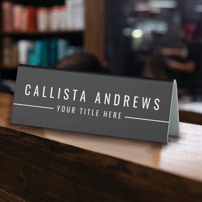 Modern Minimalist Black White Nameplate Table Tent (Creator Uploaded)