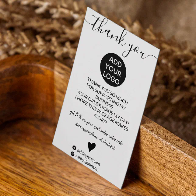 Modern minimalist black white order thank you business card | Zazzle