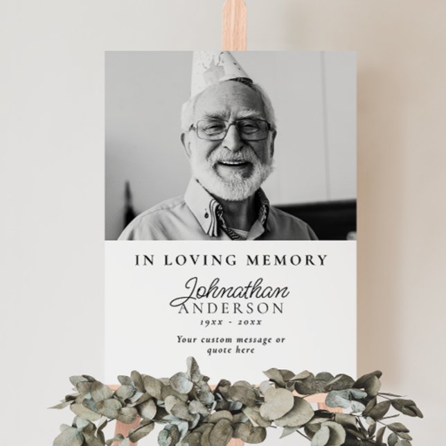 Modern Minimalist Black & White Photo Memorial Foam Board (Creator Uploaded)