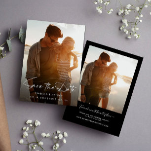 Modern Minimalist Black White Photo Save the Date