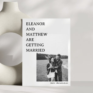 Modern Minimalist Black White Photo Unique Wedding Save The Date