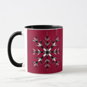 Modern minimalist black white plaid snowflake  mug