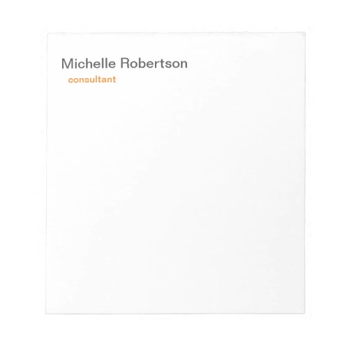 Modern Minimalist Black White Plain Notepad