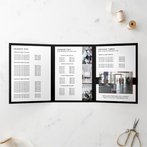 Modern Minimalist Black  White Price Brochure  