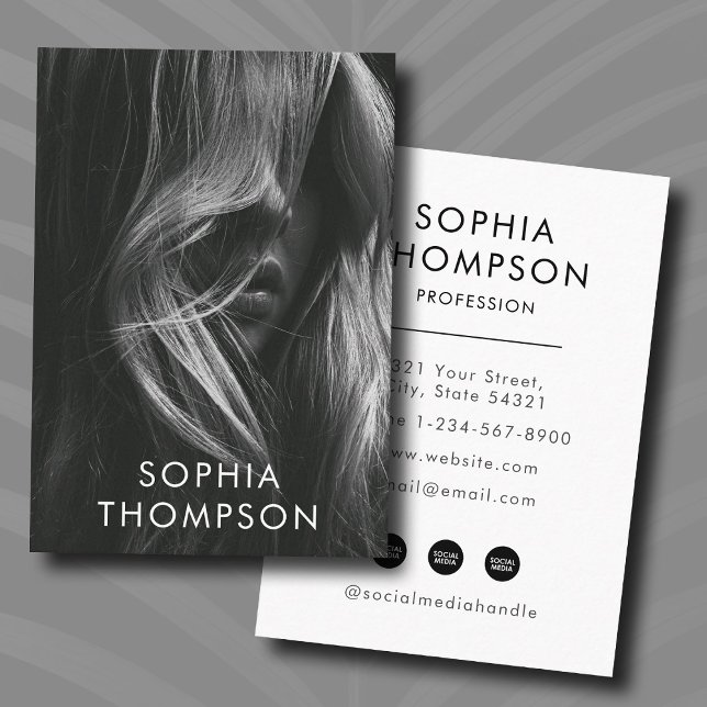 Modern Minimalist Black & White Professional Photo Business Card (Modern Minimalist Black & White Professional Photo Business Card)