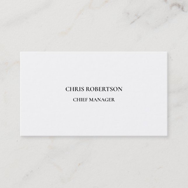Modern Minimalist Black & White Professional Plain Business Card (Front)