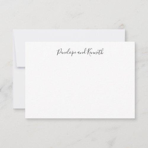 Modern Minimalist Black White Script Typography Thank You Card