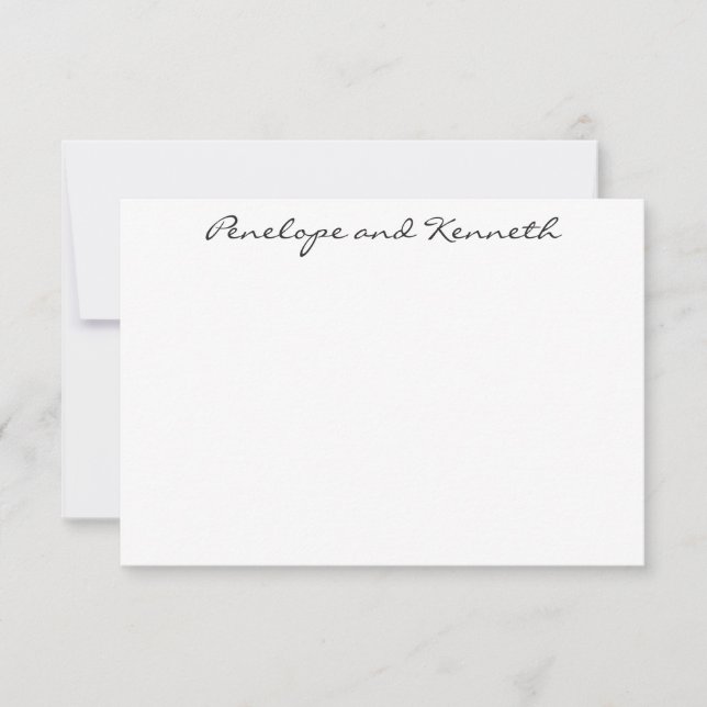 Modern Minimalist Black White Simple Cursive Thank You Card (Front)