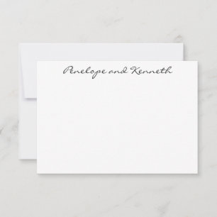 Modern Minimalist Black White Simple Cursive Thank You Card