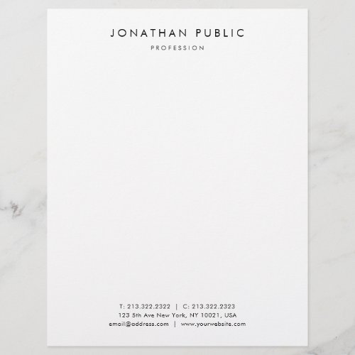 Modern Minimalist Black White Simple Professional Letterhead