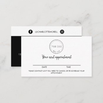 Modern Minimalist Black White Simple With Logo App Appointment Card by CardStyle at Zazzle
