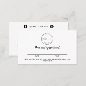 Modern Minimalist Black White Simple With Logo Appointment Card by CardStyle at Zazzle
