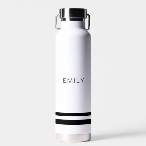 Modern Minimalist Black White Stripes  Water Bottle