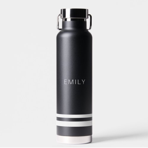 Modern Minimalist Black White Stripes  Water Bottle