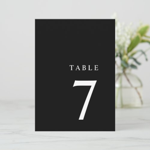 Modern Minimalist Black  White Table Number