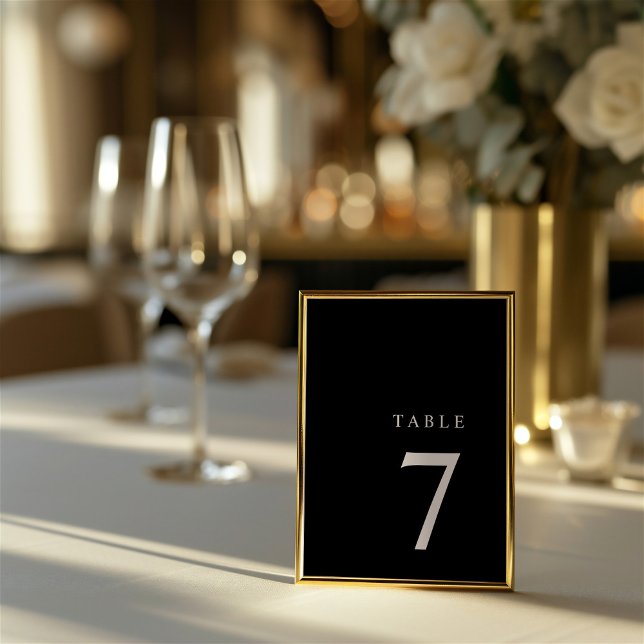 Modern Minimalist Black & White Table Number (Modern Minimalist Black & White Table Number)