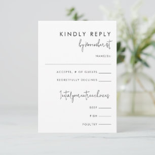 Modern Minimalist Black/White Tall Food Reply Card