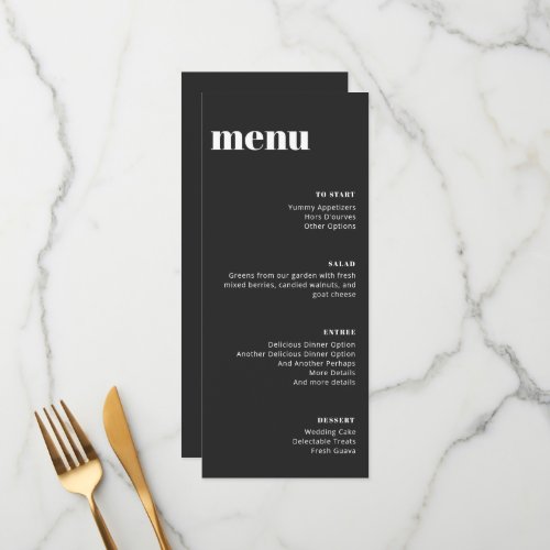 Modern Minimalist Black White Tall Template Menu