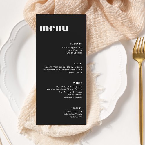 Modern Minimalist Black White Tall Template Menu