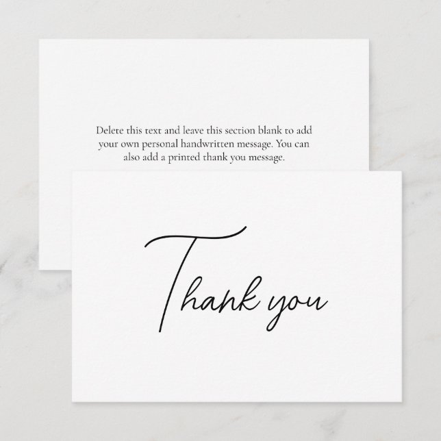Modern Minimalist Black & White Thank You Card (Front/Back)