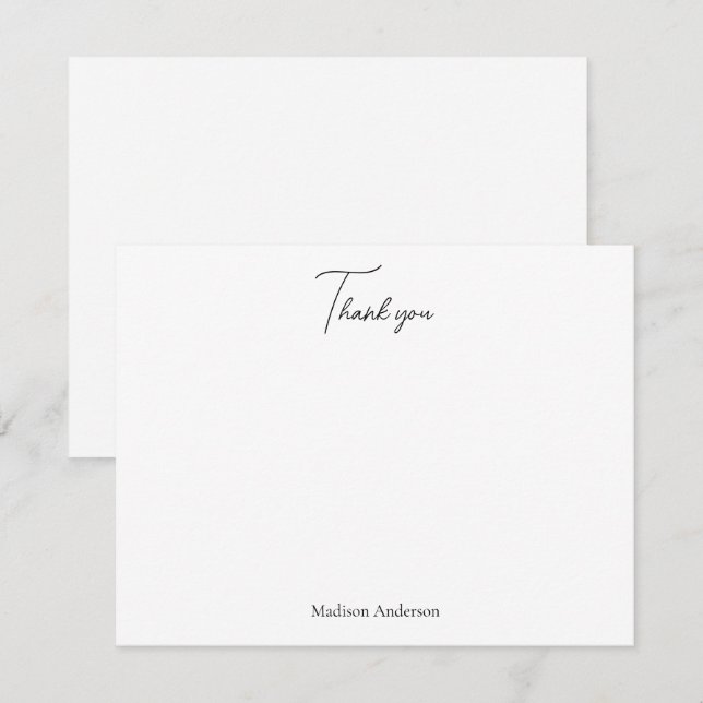 Modern Minimalist Black & White Thank You Card (Front/Back)