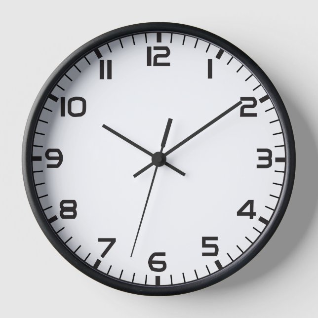 Modern Minimalist Black & White Wall Clock (Front)