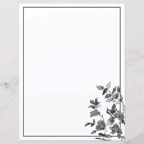 Modern minimalist black white watercolor roses   