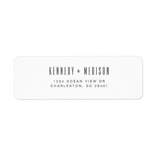 Modern Minimalist Black & White Wedding Address Label