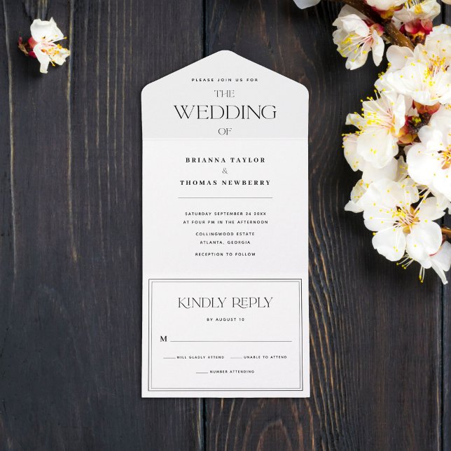 Modern Minimalist Black & White Wedding All In One Invitation (Creator Uploaded)